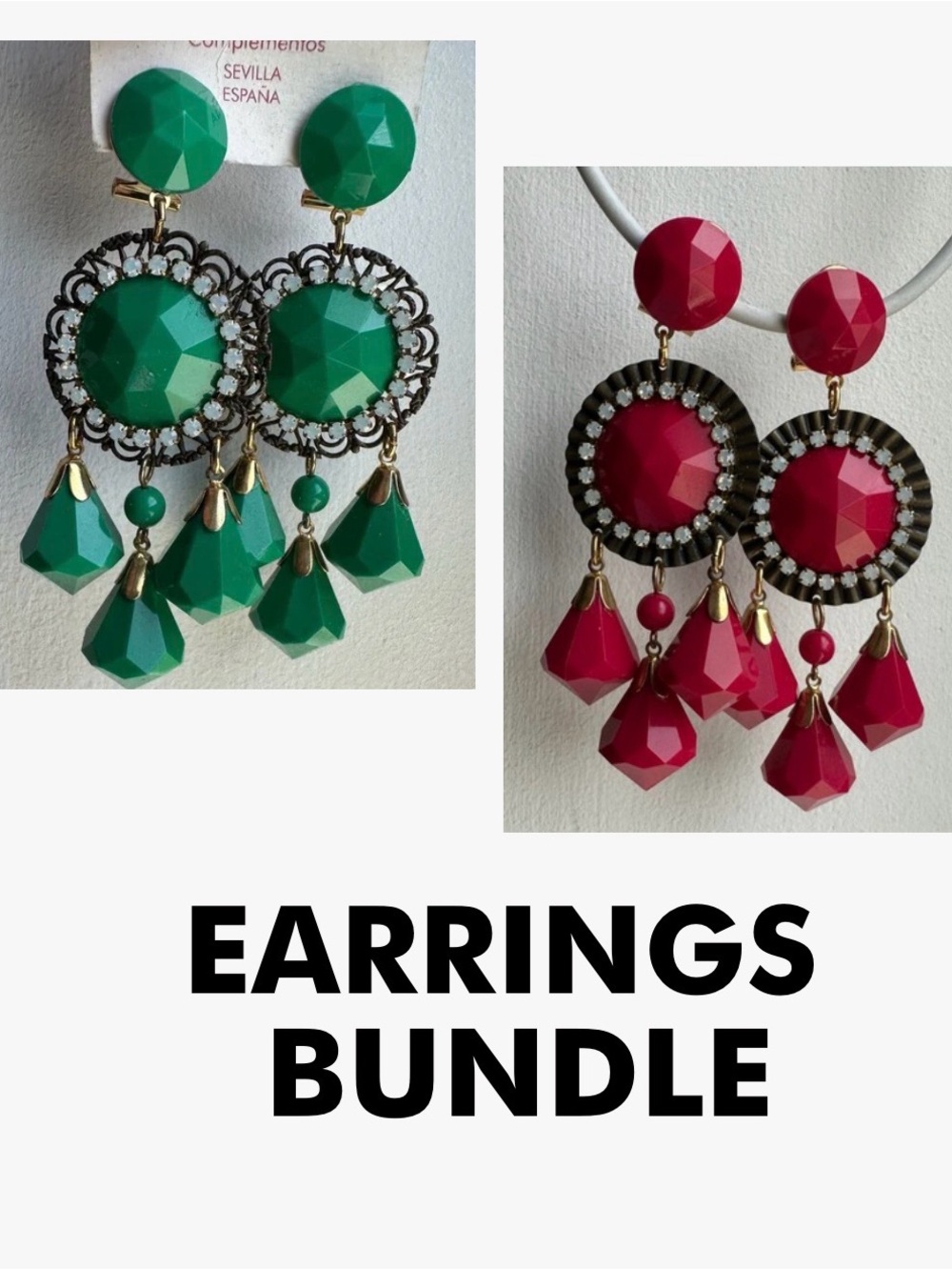 Bold Statement Earrings Bundle - Green & Pink, Summer Tropical